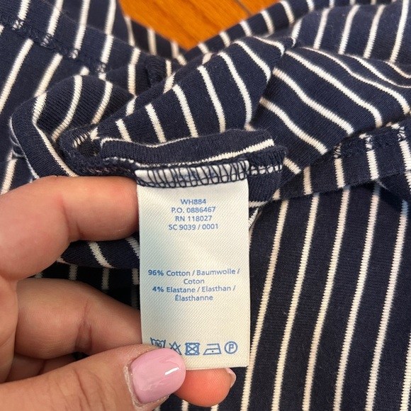 Boden Navy Blue White Stripe Zip Shoulder Jersey Midi Tea Dress - Picture 6 of 6